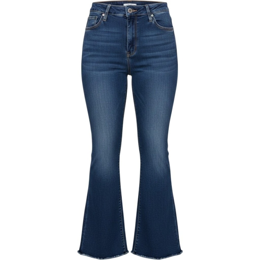 Vibrant M.I.U Flare Jeans High Waist Raw Hem Dark Wash Denim Size 28 Y2K 90s 70s